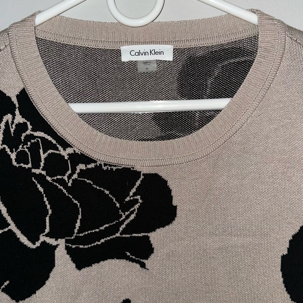 Calvin Klein Beige and Black Floral Midi Dress - Picture 3 of 4